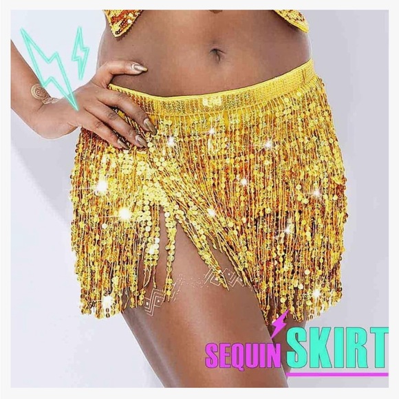 💖 BUY 2 for $15 💖 Boho Sequin Tassel Hip Scarf Multilayer Belly Dance Skirt - Picture 1 of 5